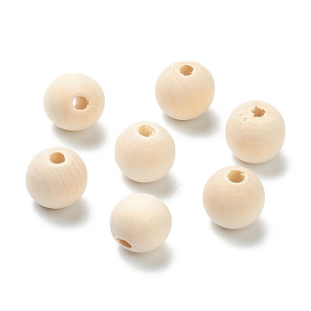 Natural Unfinished Wood Beads, Round Wooden Loose Beads, Wheat, 16x15mm, Hole: 4mm, about 420pcs/500g
