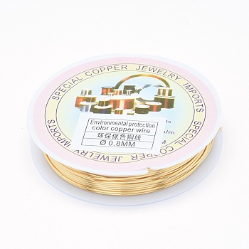 Eco-Friendly Round Copper Jewelry Wire, Long-Lasting Plated, 20 Gauge, 0.8mm, about 8.53 Feet(2.6m)/roll