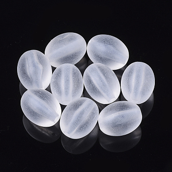 Transparent Acrylic Beads, Frosted, Oval, WhiteSmoke, 13.5x11mm, Hole: 2mm