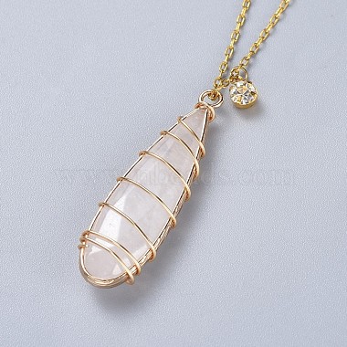 Natural Quartz Crystal Pendants Necklaces and Dangle Earrings Jewelry Sets(SJEW-JS01026)-3