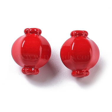 Crimson Lantern Alloy Beads