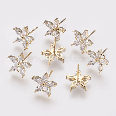 Real Gold Plated Brass+Cubic Zirconia Stud Earrings