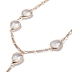 Glass Teardrop Lariat Necklaces with Brass Figaro Chains(NJEW-A015-14KCG)-2