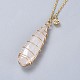 Natural Quartz Crystal Pendants Necklaces and Dangle Earrings Jewelry Sets(SJEW-JS01026)-3