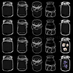 Tableware Theme Waterproof Self Adhesive Stamping Stickers Sets, DIY Hand Bookmark Decoration Sticker, Mixed Shapes, 135~136x94~96x0.1mm, about 20pcs/set(DIY-WH20014-05C)