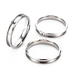 304 Stainless Steel Grooved Finger Ring Settings, Ring Core Blank, for Inlay Ring Jewelry Making, Stainless Steel Color, Inner Diameter: 20mm(STAS-WH0039-01D-P)