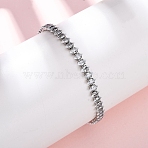 304 Stainless Steel with Clear Cubic Zirconia Link Chain Bracelets, 201 Stainless Steel Box Chain Slider Bracelets for Women, Stainless Steel Color, Horse Eye, 1/4 inch(0.6cm), Inner Diameter: 2~3 inch(5~7.5cm)(BJEW-G754-03P-04)