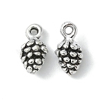 Tibetan Style Pendants, Cadmium Free & Nickel Free & Lead Free, Antique Silver Color, Pine Cone, 13x7x5.5mm, Hole: 2mm(TIBEP-ZA10-0909Y-FF)