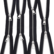 Nylon Garment Accessories, Zip-fastener Component Sets, Nylon and Brass Zipper & Alloy Zipper Puller, Platinum, Black, 600~630x30x2mm, 4strand/set(FIND-BC0001-43A)