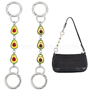 Avocado Alloy Enamel Link Purse Strap Extenders, with Spring Gate Rings, Champagne Yellow, 146~147mm, 2 color, 1pc/color, 2pcs/set(AJEW-AB00070-01)