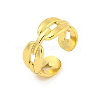 304 Stainless Steel Oval Link Chain Open Cuff Rings for Women, Golden, 8mm(RJEW-G321-06G)