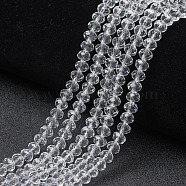 Glass Beads Strands, Faceted, Rondelle, Clear, 6x5mm, Hole: 1mm, about 85~88pcs/strand, 16.1~16.5 inch(41~42cm)(X-EGLA-A034-T6mm-D19)