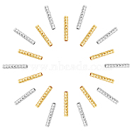 HOBBIESAY 120Pcs 2 Colors Brass Tube Beads, Tube, Faceted, Golden & Silver, 10x1.5mm, Hole: 0.2mm, 60pcs/color(KK-HY0001-92)