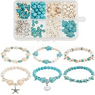 DIY Ocean Theme Bracelet Making Kit, Including Synthetic Turquoise Starfish & Turtle Beads, Alloy Flower Space Beads & Pendants, Mixed Color, 218Pcs/box(DIY-SC0022-69)
