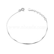 SHEGRACE Simple Elegant Rhodium Plated 925 Sterling Silver Bracelet, Snake Chain Bracelet, Platinum, 160x0.8mm(JB262A)