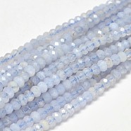 Faceted Rondelle Natural Light Blue Agate Bead Strands, 3x2mm, Hole: 1mm, about 180pcs/strand, 15.5 inch(G-F289-04)