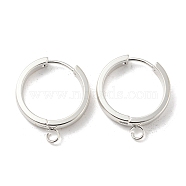 201 Stainless Steel Huggie Hoop Earrings Findings, with Vertical Loop, with 316 Surgical Stainless Steel Earring Pins, Ring, Silver, 20x4mm, Hole: 2.7mm, Pin: 1mm(STAS-A167-01V-S)