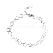 304 Stainless Steel Star Link Chain Anklets for Men Women, Stainless Steel Color, 9 inch(22.9cm)(X-STAS-B039-14P)