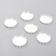304 Stainless Steel Cabochon Settings, Lace Edge Bezel Cups, Flat Round, Silver, 21x3mm Tray: 20mm(STAS-Y001-09C-S)