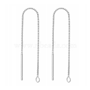 Sterling Silver Stud Earring Findings, Ear Threads, Box Chains, Platinum, 68~70x0.65mm, Hole: 1~2mm(X-STER-E051-B-01P)