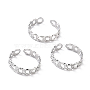 304 Stainless Steel Finger Rings, Cuff Rings, Long-Lasting Plated, Textured Curb Chain Shape, Stainless Steel Color, US Size 7 3/4(17.9mm), 5mm(RJEW-L102-04P)