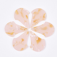 Cellulose Acetate(Resin) Pendants, Teardrop, Pink, 44.5x31x2.5mm, Hole: 1.4mm(KY-S158-55G)