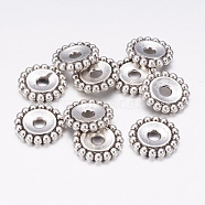 Tibetan Style Alloy Beads, Flower, Lead Free and Cadmium Free, Antique Silver, 17.5x3mm, Hole: 4mm(LF10788Y)