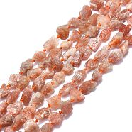 Raw Rough  Natural Sunstone Beads Strands, Nuggets, 9~15x5~10x4~9mm, Hole: 1mm, about 28~33pcs/strand, 15.55 inch(39.5cm)(G-F715-075)