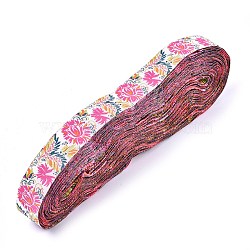 Jacquard Ribbon, Tyrolean Ribbon, Polyester Ribbon, for DIY Sewing Crafting, Home Decors, Peony Pattern, Colorful, 7/8"(22mm)(SRIB-K008-C02-03)