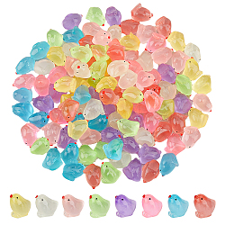 120Pcs 8 Colors Luminous Resin Chick Display Decoration, Micro Landscape Decorations, Glow in the Dark, Mixed Color, 13~14x15~15.5x11~11.5mm, 15pcs/color(RESI-DC0001-29)