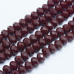 Faceted Rondelle Glass Beads Strands, Saddle Brown, 8x6mm, Hole: 1mm, about 70pcs/strand, 15.5 inch(X-GLAA-E403-07)
