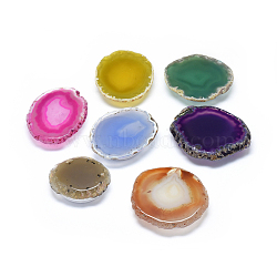 Natural Agate Slices Mobile Phone Holders, Plastic Phone Expanding Stand Finger Holder, Dyed & Heated, Nuggets, Mixed Color, 47~64.5x42~56x11.5~12.5mm(AJEW-F038-01)