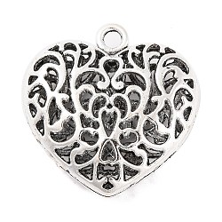 Alloy Pendants, Lead Free & Cadmium Free & Nickel Free, Heart, Antique Silver, Size: about 35mm long, 34.5mm wide, 11mm thick, hole: 3.5mm(X-EA11859Y-NF)