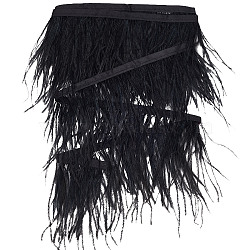 2M Fashion Ostrich Feather Cloth Strand Costume Accessories, Black, 100~150mm(FIND-GF0004-66A)