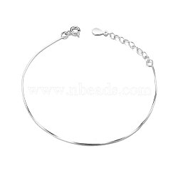 SHEGRACE Simple Elegant 925 Sterling Silver Bracelet, Snake Chain Bracelet, Platinum, 160x0.8mm(JB262A)