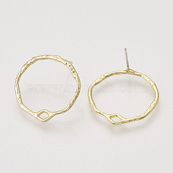 Alloy Stud Earring Findings, with Loop, Ring, Light Gold, 21x22.5mm, Hole: 3x1.5mm, Pin: 0.6mm(X-PALLOY-S121-240)