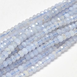 Faceted Rondelle Natural Blue Lace Agate Beads Strands, 3x2mm, Hole: 1mm, about 180pcs/strand, 15.5 inch(G-F289-04)
