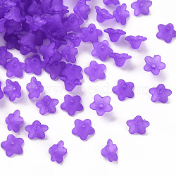 Transparent Acrylic Beads, Flower, Frosted, Purple, 10x5mm, Hole: 1mm, about 420pcs/50g(X-PL554-16)