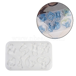 DIY Silicone Pendant Molds, Resin Casting Molds, For UV Resin, Epoxy Resin Jewelry Pendant Making, White, Cat Shape, 87x137x5.5mm, Hole: 2mm, Inner Diameter: 30~42x15.5~41.5mm(DIY-A054-02B)