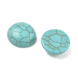 Craft Findings Dyed Synthetic Turquoise Flat Back Dome Cabochons, Half Round, Dark Cyan, 14x5mm(X-TURQ-S266-14mm-01)
