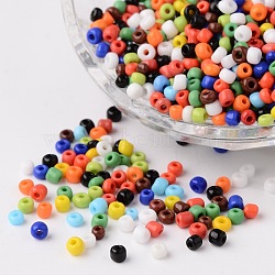 Mixed Color 8/0 Opaque Colours Round Glass Seed Beads, Size: about 3mm in diameter, hole:1mm, about 1101pcs/50g(X-SEED-A010-3mm-51)
