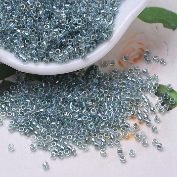 MIYUKI Delica Beads, Cylinder, Japanese Seed Beads, 11/0, (DB0084) Sea Foam Lined Crystal AB, 1.3x1.6mm, Hole: 0.8mm, about 2000pcs/10g