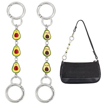 Avocado Alloy Enamel Link Purse Strap Extenders, with Spring Gate Rings, Champagne Yellow, 146~147mm, 2 color, 1pc/color, 2pcs/set