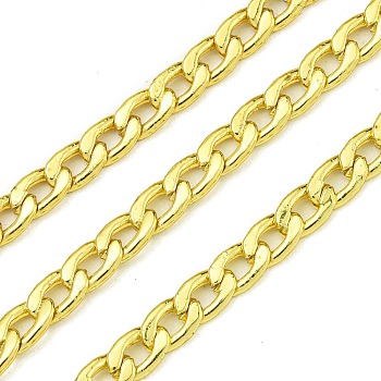 304 Stainless Steel Curb Chains, Unwelded, with Spool, Real 18K Gold Plated, 4.5x3x1mm