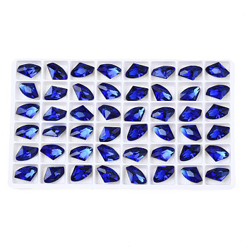 48Pcs Glass Rhinestone Cabochons, Nail Art Decoration Accessories, Faceted, Medium Blue, 14x9x5mm