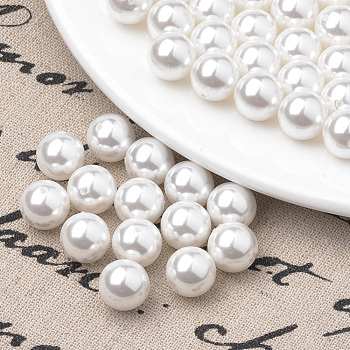 Eco-Friendly Plastic Imitation Pearl Beads Strands, High Luster, Grade A, Round, White, 10mm, Hole: 1.8mm, about 110pcs/strand, 43.3 inch