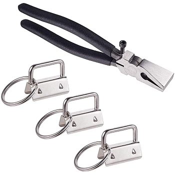 DIY Key Clasp Making, with Iron Key Clasps, with Ribbon Ends and Steel Clamp Flat Nose Pliers, Mixed Color, 20x4.9x2.5cm