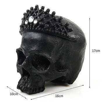 Halloween Resin Skull Figurines, for Home Desktop Decoration, Black, 100x160x170mm