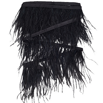 2M Fashion Ostrich Feather Cloth Strand Costume Accessories, Black, 100~150mm
