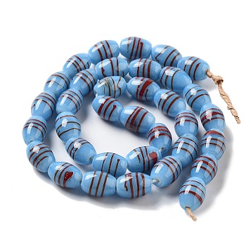 Handmade Lampwork Beads, Barrel, Light Sky Blue, 19x14mm, Hole: 2mm, about 36pcs/strand, 26.38''(67cm)
